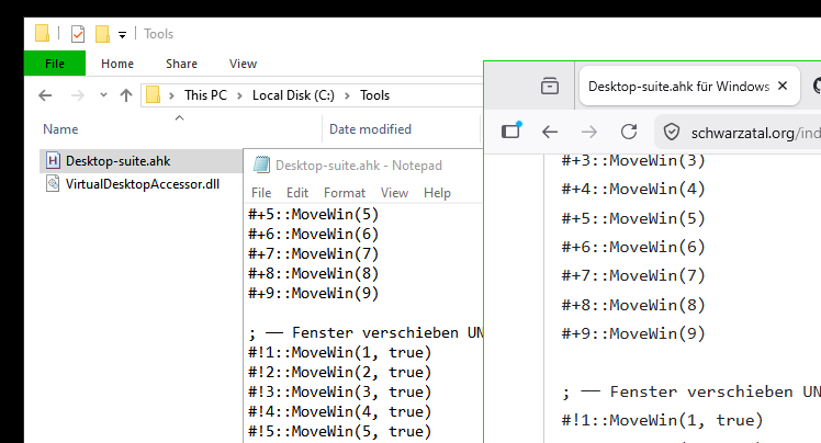 Datei:Desktop-suite.ahk für Windows 10 IoT 2021 LTSC - VirtualDesktopAccessor.png